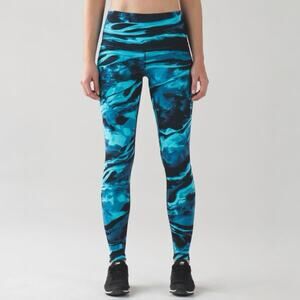 Lululemon Wunder Under Pant Leggings Engineered Print Nulux Blue Women's 6